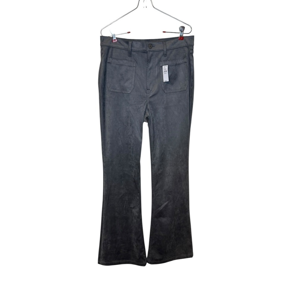 Gap Women's Pants '70s Flared High Rise Faux Suede Retro Stretch Gray 30/10R NWT